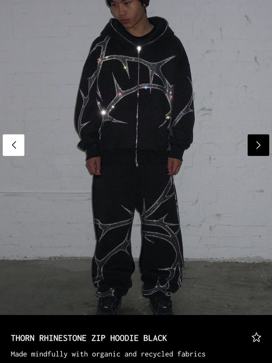 Named Collective Pants - Named Collective Thorn Rhinestone Zip Hoodie and Sweatpants - Black